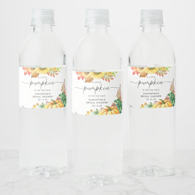 Little Pumpkin Gender Neutral Fall Baby Shower Vattenflaskor Etikett (Flaskor)