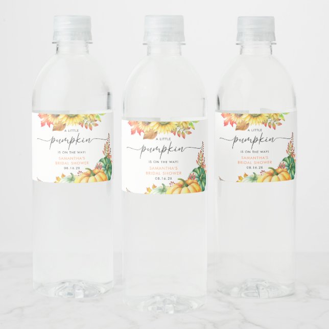 Little Pumpkin Gender Neutral Fall Baby Shower Vattenflaskor Etikett (Flaskor)