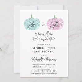 Little Pumpkin Gender Reveal Halloween Baby Shower Inbjudningar