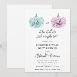Little Pumpkin Gender Reveal Halloween Baby Shower Inbjudningar