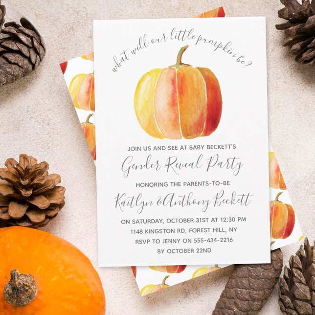 Little Pumpkin Gender Reveal Party Inbjudningar (Skapare uppladdad)