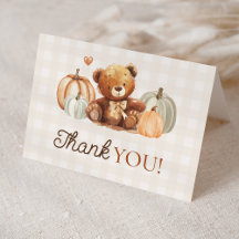 Little Pumpkin Gingham Nalle Fall Baby Shower