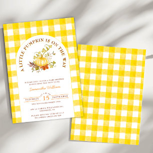 Little Pumpkin Gingham Play Boho Baby Shower Inbjudningar