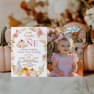 Little Pumpkin Girl 1:a födelsedagsinbjudan om fot Tack Kort