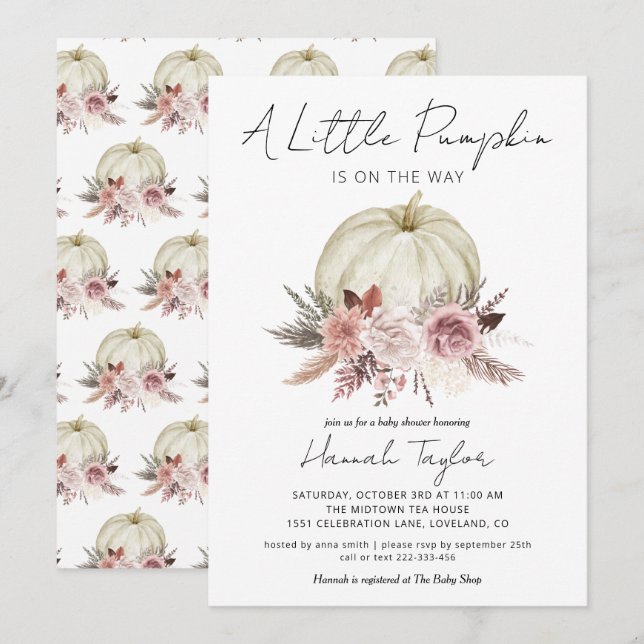 Little Pumpkin Girl Baby Shower-inbjudan Inbjudningar (Fram/baksida)