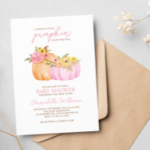 Little Pumpkin Girl Baby Shower-inbjudan