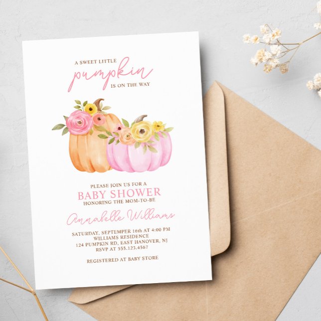 Little Pumpkin Girl Baby Shower-inbjudan Inbjudningar (Skapare uppladdad)