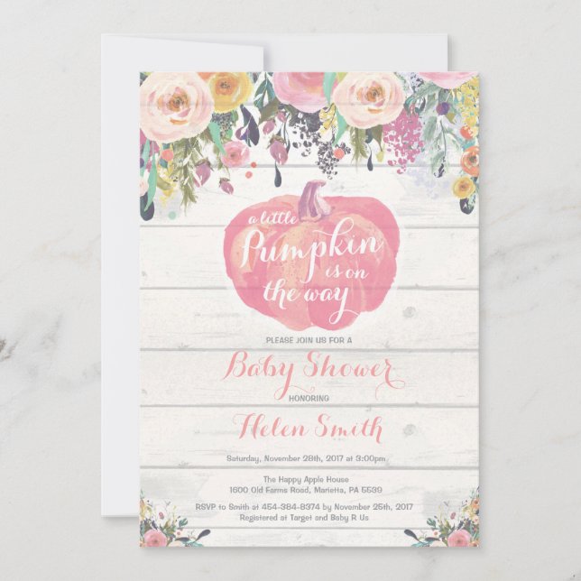 Little Pumpkin Girl Baby Shower-inbjudningskort Inbjudningar (Framsida)