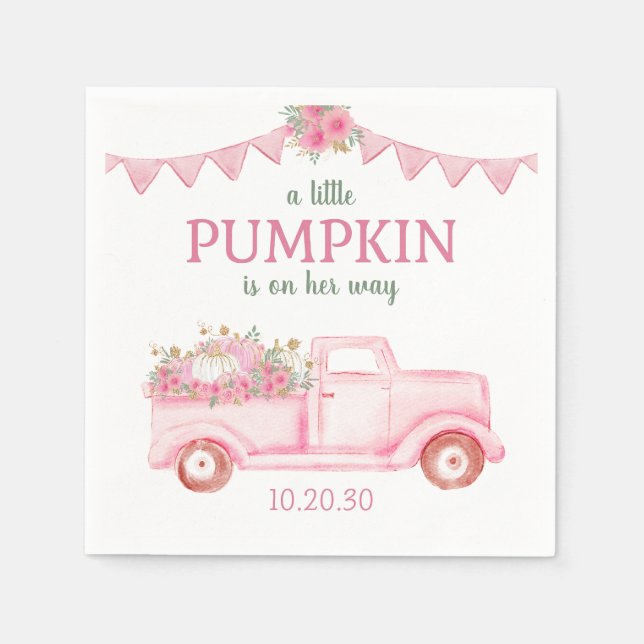 Little Pumpkin Girl Baby Shower Napkins Pappersservett (Framsidan)