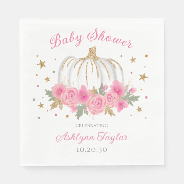 Little Pumpkin Girl Baby Shower Pappersservett (Framsidan)