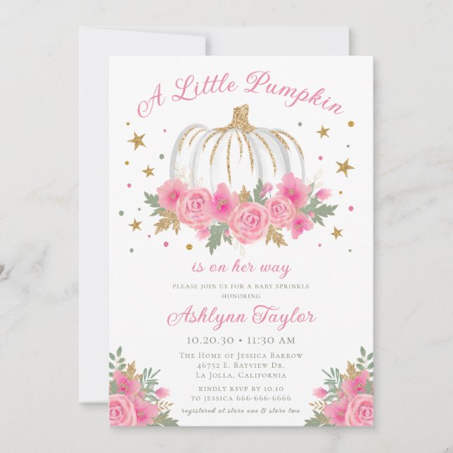 Little Pumpkin Girl Baby Sprinkle-inbjudan Inbjudningar (Framsida)