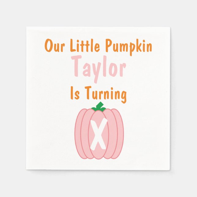 Little Pumpkin Girl Birthday Pappersservett (Framsidan)