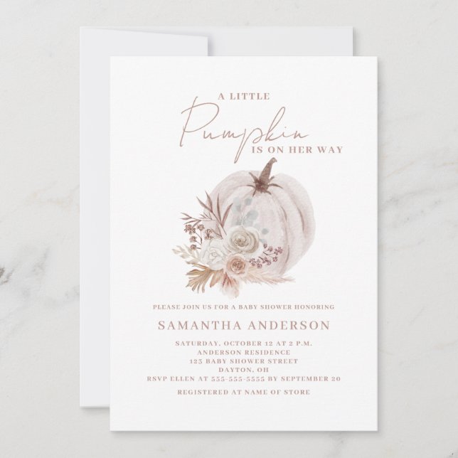 Little Pumpkin Girl Boho Baby Shower-inbjudan Inbjudningar (Framsida)