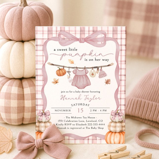 Little Pumpkin Girl Clothes Fall Baby Shower Inbjudningar (Skapare uppladdad)