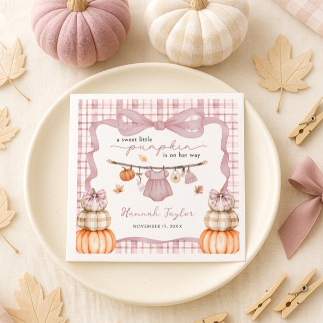 Little Pumpkin Girl Clothes Fall Baby Shower Pappersservett (Skapare uppladdad)