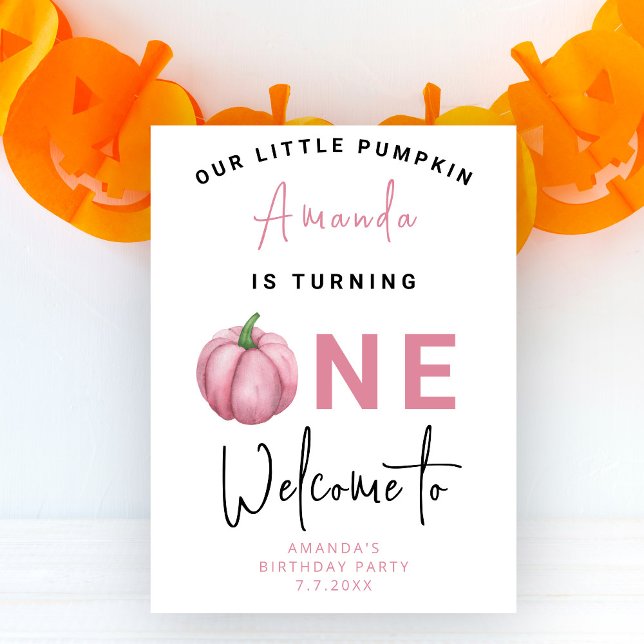 Little Pumpkin Girl First Birthday Party Poster (Skapare uppladdad)