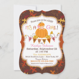 Little Pumpkin Girl Höst löv Baby Shower Inbjudningar