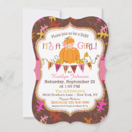 Little Pumpkin Girl Höst löv Baby Shower Inbjudningar