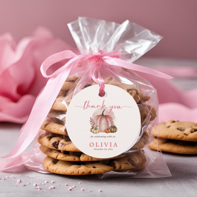 Little Pumpkin Girl Rosa Baby Shower Tack Gåvor Etiketter (Skapare uppladdad)