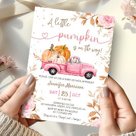 Little Pumpkin Girl Rosa Lastbil Fall Baby Shower Inbjudningar