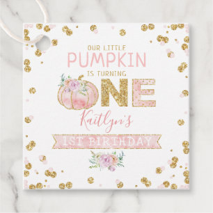 Little Pumpkin Girls 1st Birthday Gåvor Etiketter