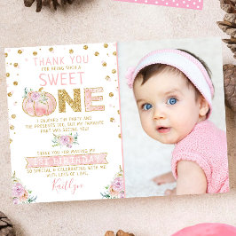 Little Pumpkin Girls 1st Birthday Photo Tack Kort