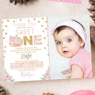 Little Pumpkin Girls 1st Birthday Photo Tack Kort