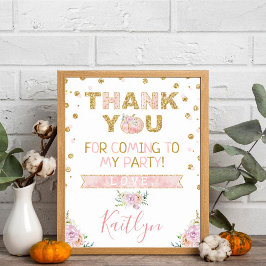 Little Pumpkin Girls 1st Birthday Tack Sign Poster