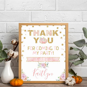 Little Pumpkin Girls 1st Birthday Tack Sign Poster