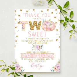 Little Pumpkin Girls 2:a födelsedagen Tack Kort