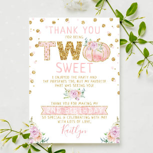 Little Pumpkin Girls 2:a födelsedagen Tack Kort