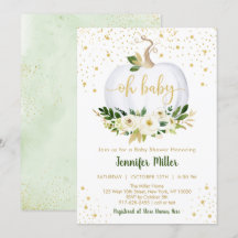 Little Pumpkin Greenery Guld Baby Shower
