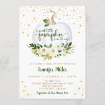 Little Pumpkin Greenery Guld Baby Shower