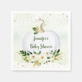 Little Pumpkin Greenery Guld Baby Shower Pappersservett