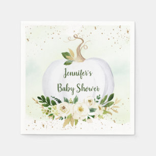 Little Pumpkin Greenery Guld Baby Shower Pappersservett