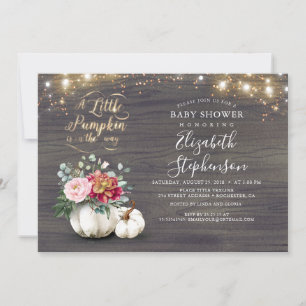 Little Pumpkin Guld Glitter Fall Baby Shower Invi Inbjudningar