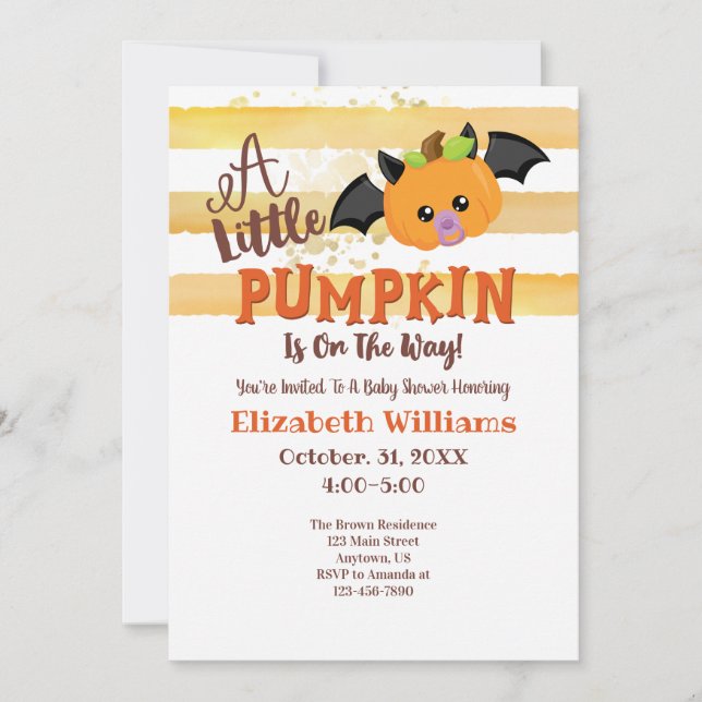 Little Pumpkin Halloween Baby Shower-inbjudan Inbjudningar (Framsida)