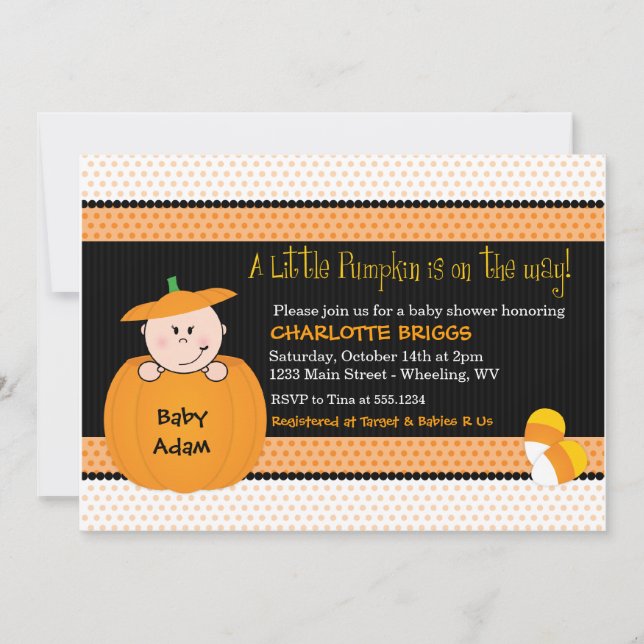 Little Pumpkin Halloween Baby Shower-inbjudningar Inbjudningar (Framsida)