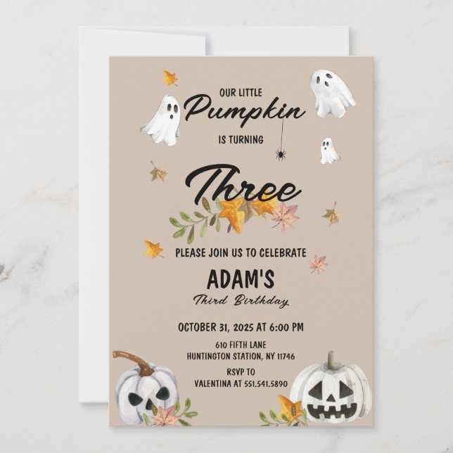 Little Pumpkin Halloween Birthday-inbjudan Inbjudningar (Framsida)