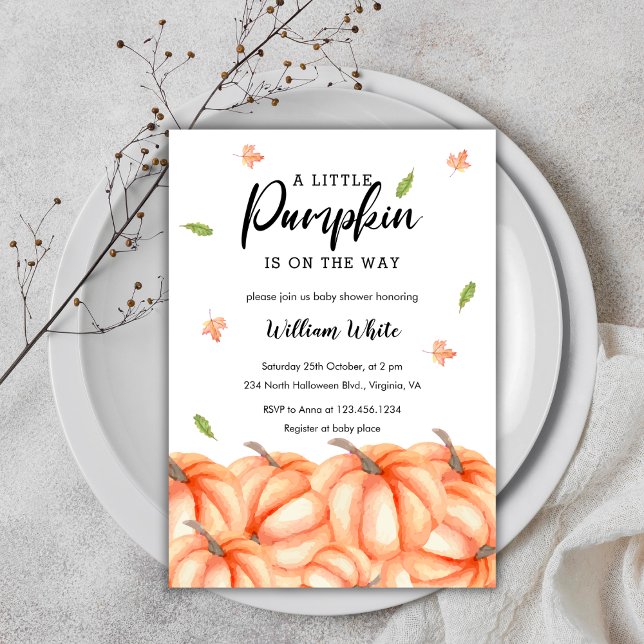 Little Pumpkin Halloween Fall Baby Shower Inbjudningar (Little Pumpkin Halloween Fall Baby Shower Invitation)
