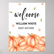 Little Pumpkin Halloween Fall Baby Welcome Poster