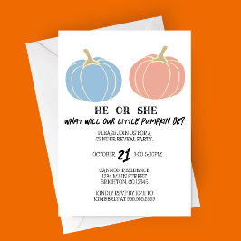 Little Pumpkin Halloween Gender Reveal Party Inbjudningar