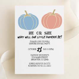 Little Pumpkin Halloween Gender Reveal Party Inbjudningar
