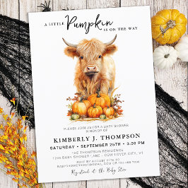 Little Pumpkin Highland Cow Autumn Shower Inbjudningar