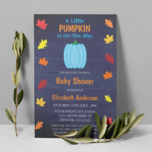 Little Pumpkin Höst löv Baby Shower Inbjudningar