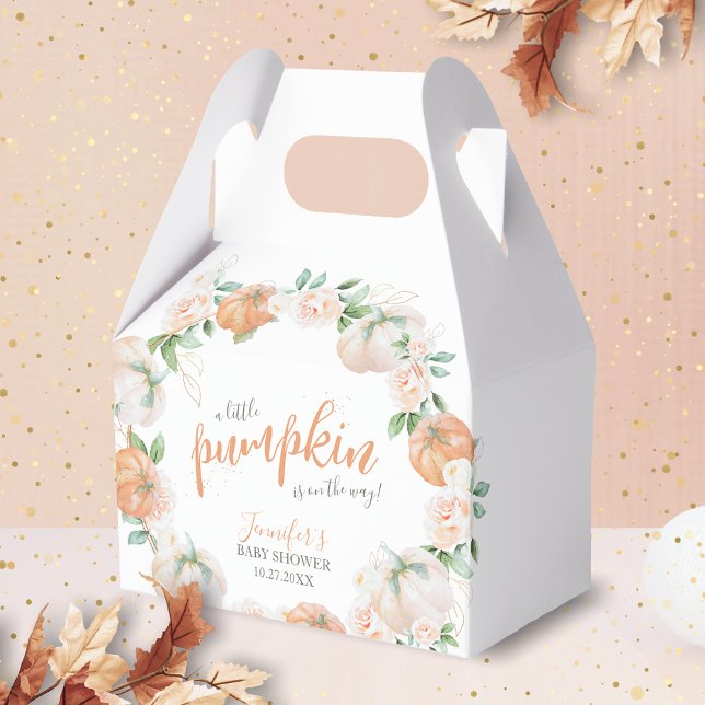 Little Pumpkin Höstfärgning Guld Baby Shower Presentaskar (Skapare uppladdad)