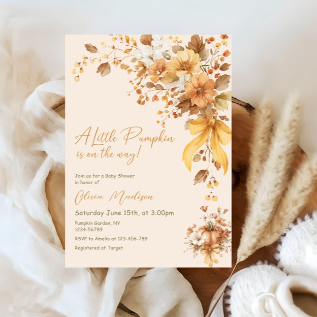 Little Pumpkin Is On The Way Baby Shower Inbjudningar (Skapare uppladdad)