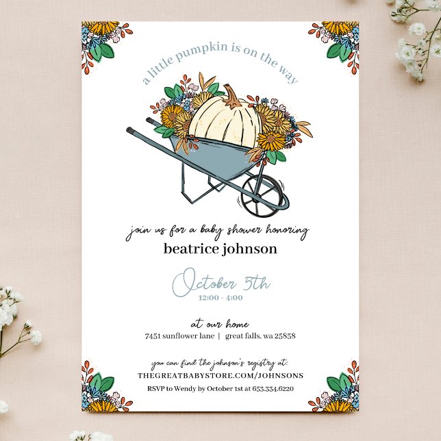 Little Pumpkin Land Garden Baby Shower Inbjudningar (Skapare uppladdad)