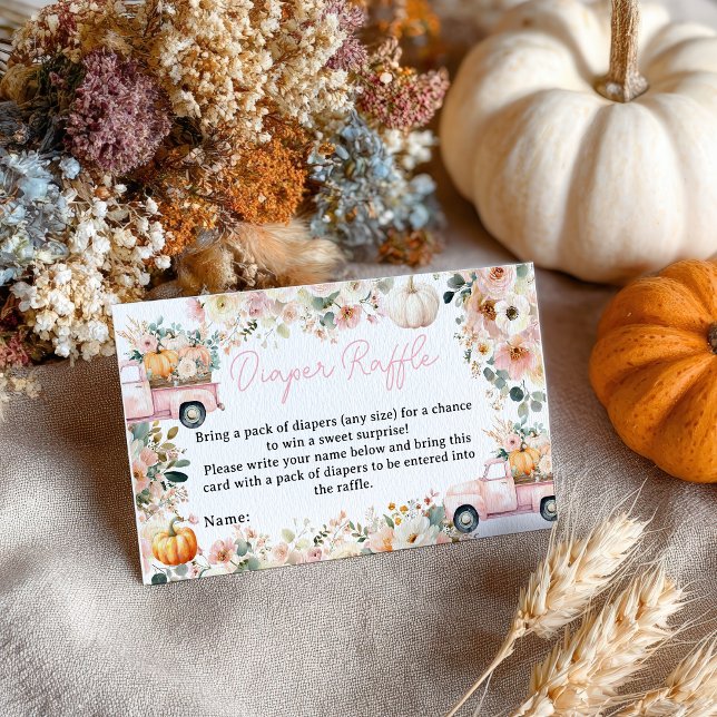 Little Pumpkin Lastbil Diaper Raffle Baby Shower Tilläggskort (Little Pumpkin Truck Diaper Raffle Baby Shower Enclosure Card)