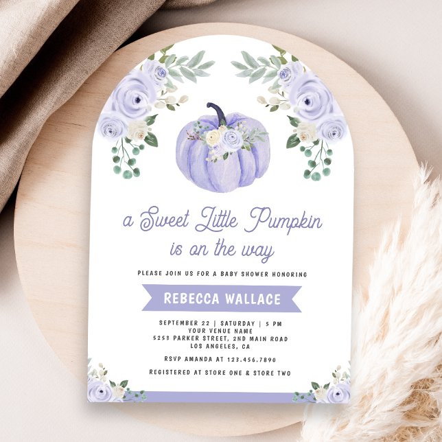 Little Pumpkin Lavender Ro Arch Baby Shower Inbjudningar (Skapare uppladdad)